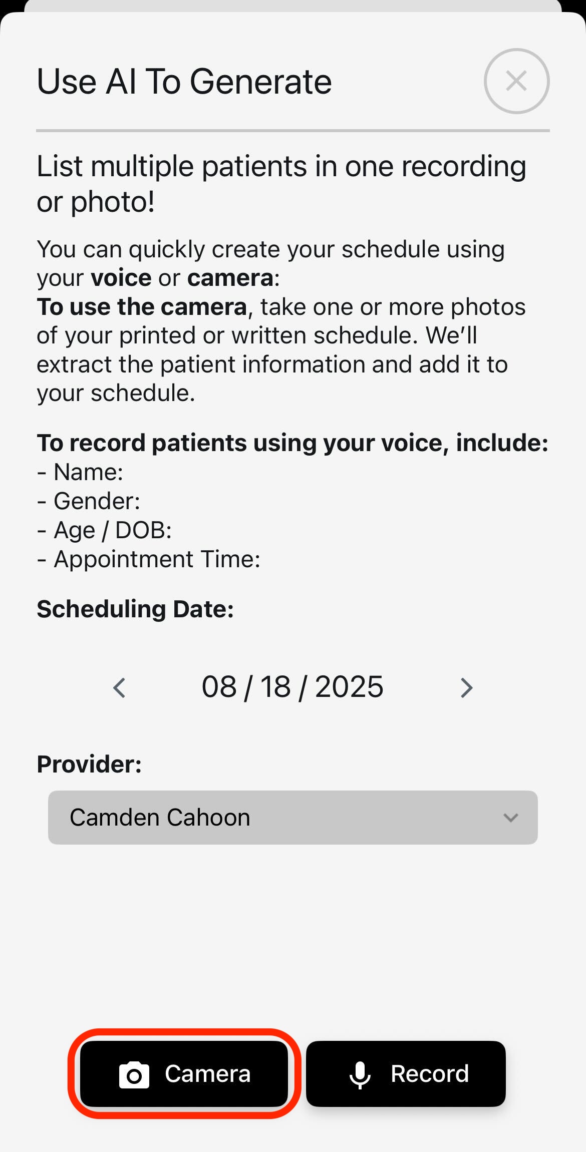 Add Person screen with highlighted fields