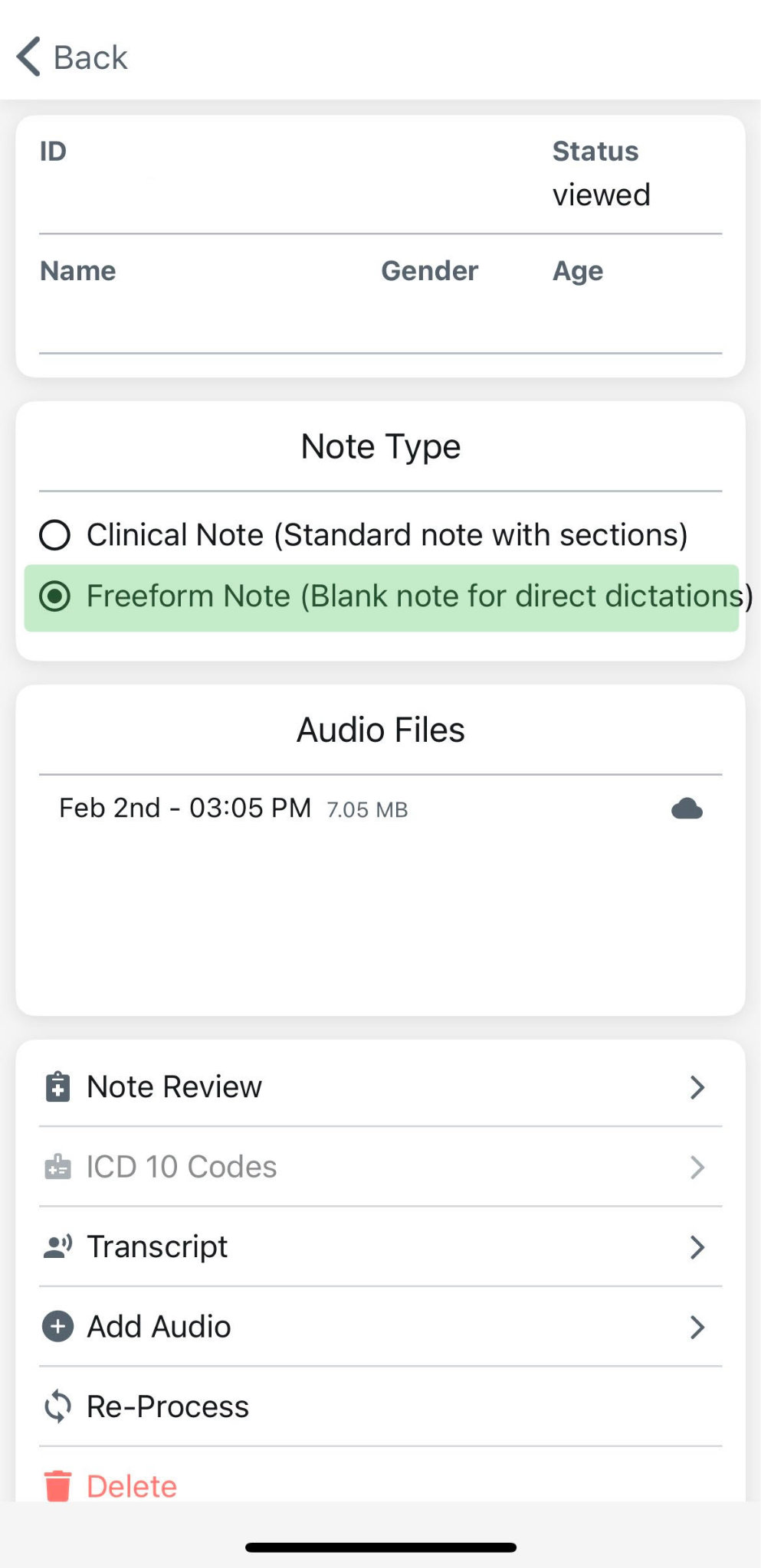Freeform Note Option