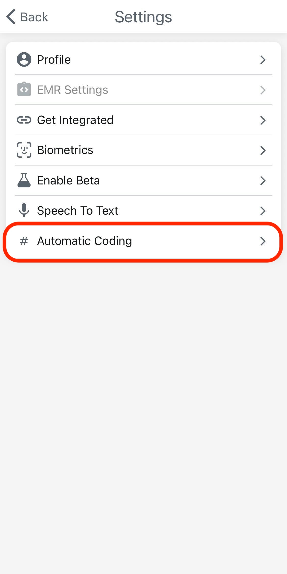 Settings Coding Highlight