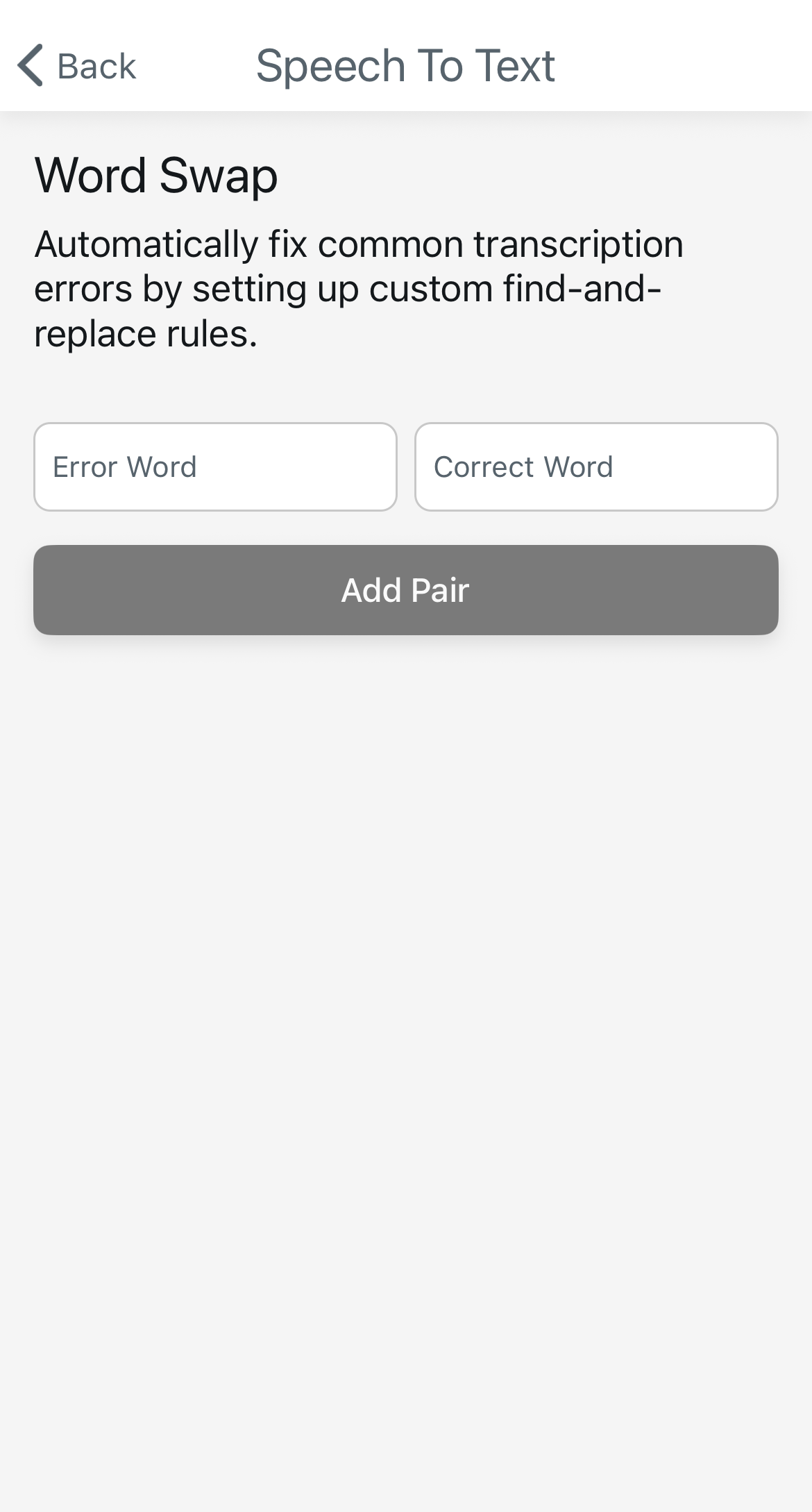Word Swap Mobile Settings